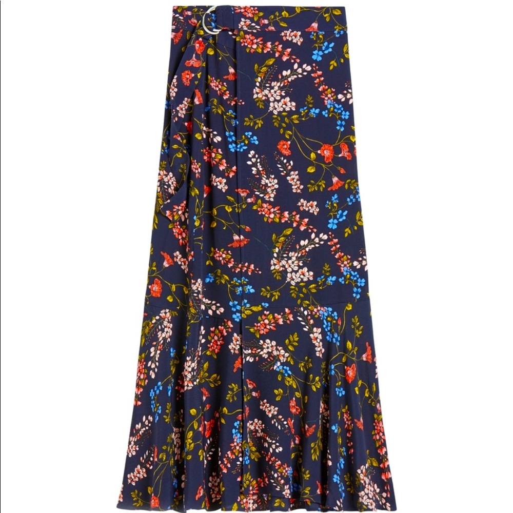 Banana Republic Midi Wrap Skirt Navy Floral